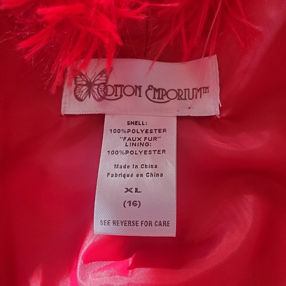 Cotton Emporium Red Faux Fir jacket. Size girl 16. Reduced - Picture 4 of 4